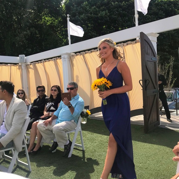 Long bridesmaid dress with double beaded straps - Picture 2 of 3